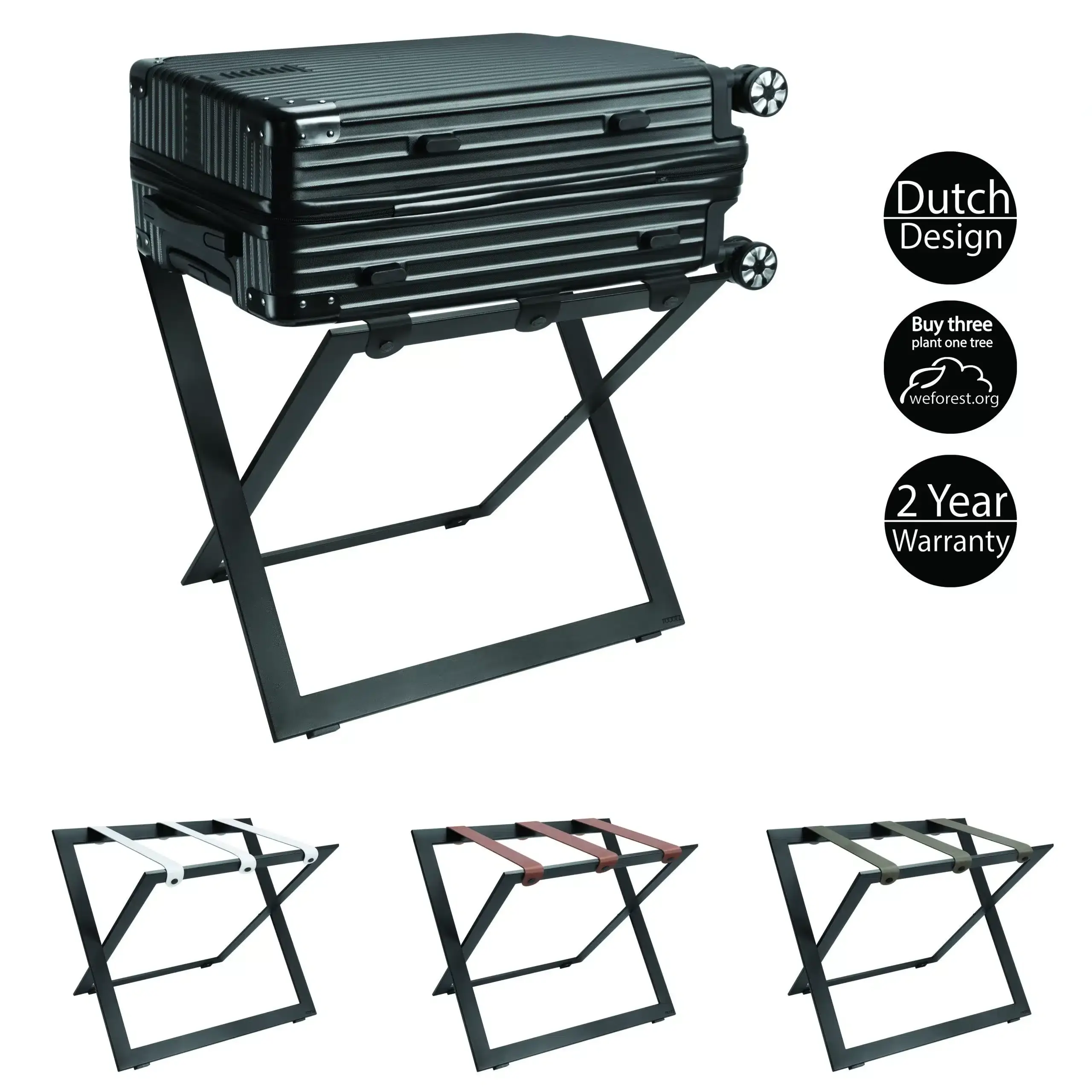 Luggage Rack Roootz Compact Stainless Steel Luggage rack stainless steel black