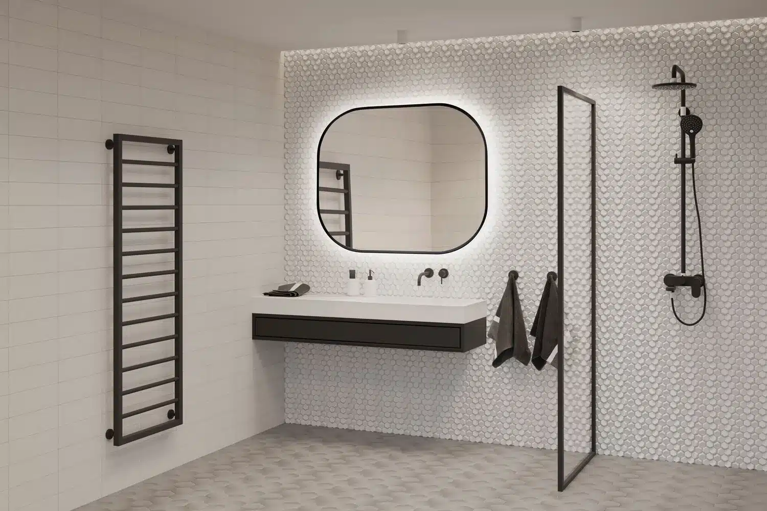 customizable-mirror-for-hotel-Livia-black Backlit mirror by Ghiblievo for hotel bathrooms