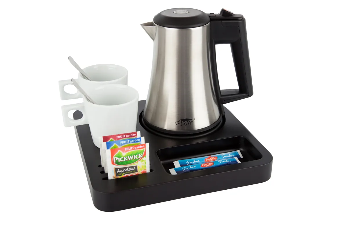 Hospitality-tray-SLIM-Kettle-STAR-0.5L-WhiteCups Compact hotel tray Black - SLIM
