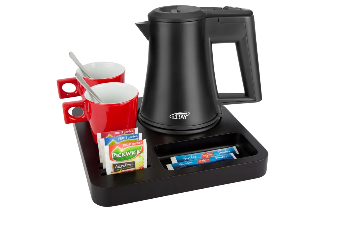 Hospitality-tray-SLIM-Kettle-STAR-BLACK-0.5L-RedCups Compact hotel tray Black - SLIM
