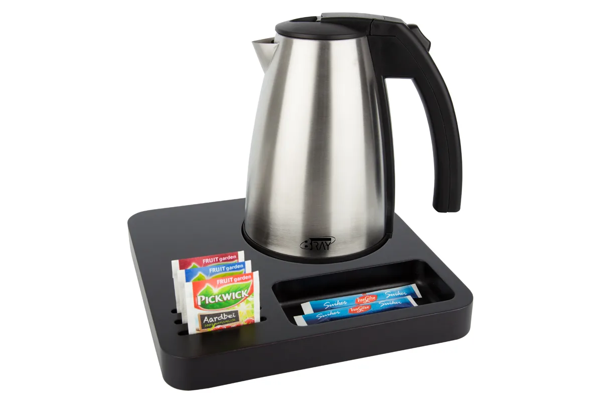 Hospitality-tray-SLIM-Kettle-STYLE-1.0L-NoCups Compact hotel tray Black - SLIM