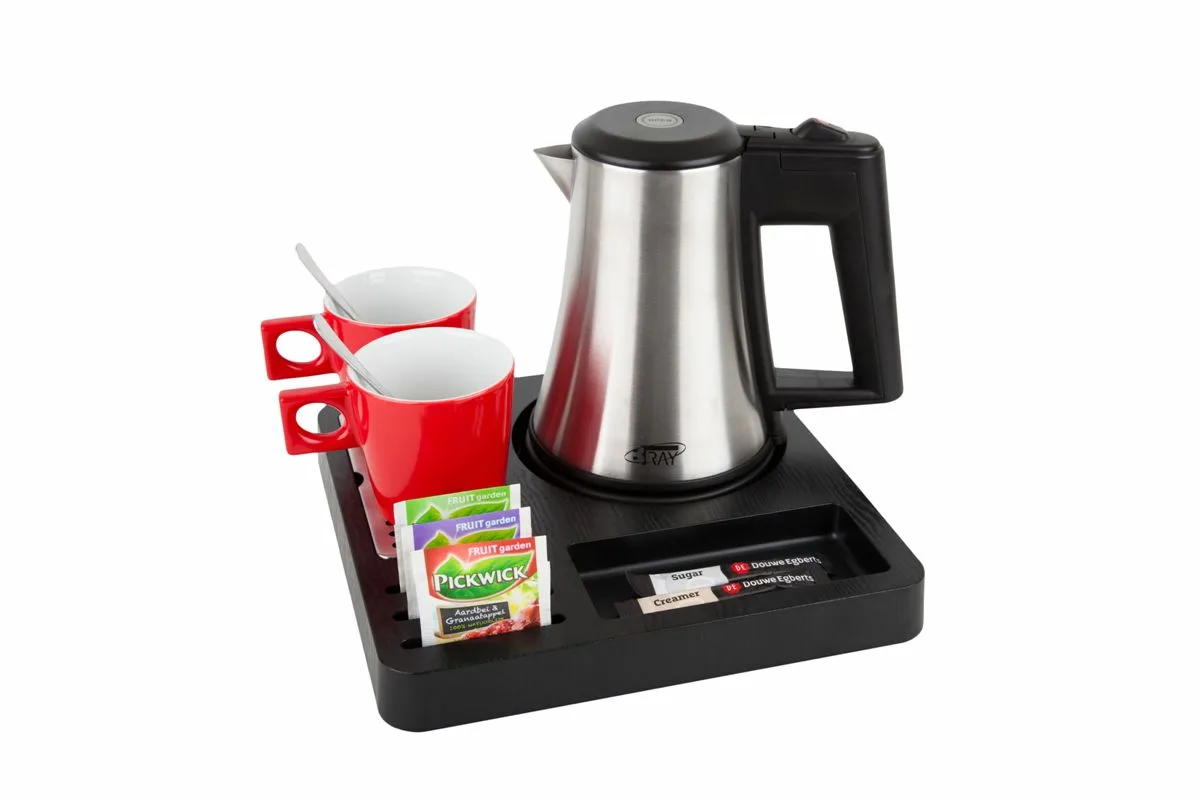 Hospitality-tray-SQUARE-Kettle-STAR-0.5L-RedCups Compact tea tray - SQUARE