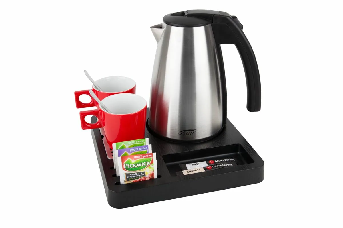 Hospitality-tray-SQUARE-Kettle-STYLE-1.0L-RedCups Compact tea tray - SQUARE