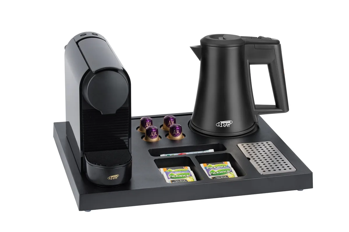 HospitalityTray-SIESTA-Kettle-STAR-BLACK-0.5L-NoLeaflet-NoCups-CoffeeMachine-START Plastic coffee and tea tray - SIESTA