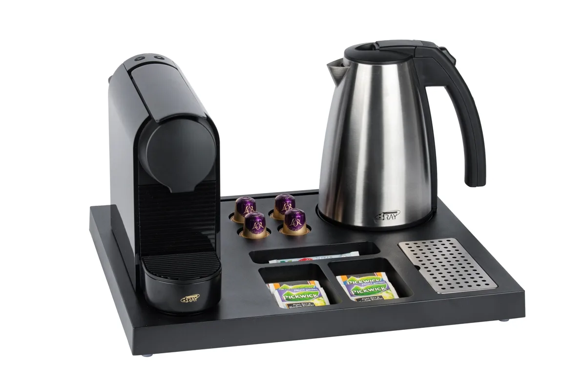 HospitalityTray-SIESTA-Kettle-STYLE-1.0L-NoLeaflet-NoCups-CoffeeMachine-START Plastic coffee and tea tray - SIESTA