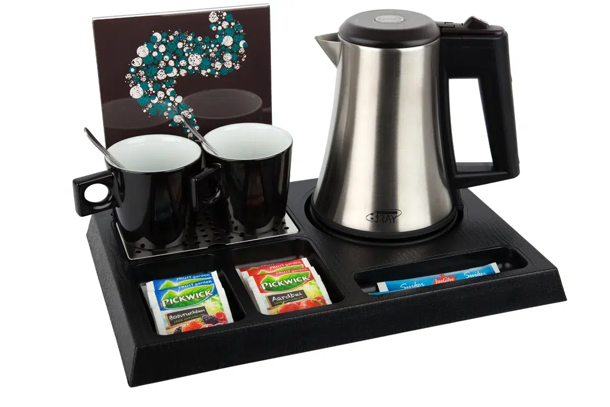 HospitalityTray-STAY-Kettle-STAR-0.5L-Leaflet-BlackCups Black ABS hospitality tray - STAY