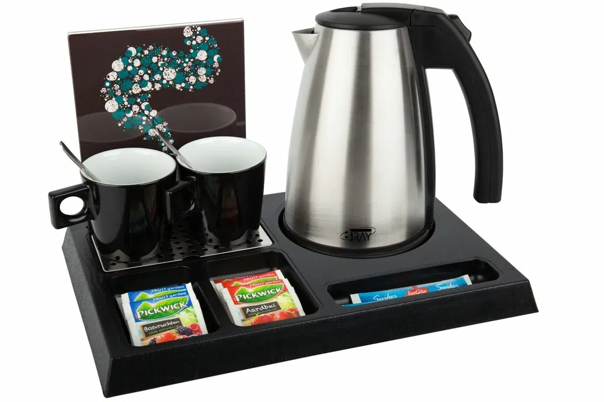 HospitalityTray-STAY-Kettle-STYLE-1.0L-Leaflet-BlackCups Black ABS hospitality tray - STAY