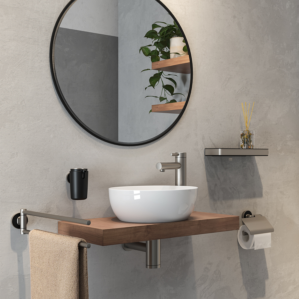 satin bathroom accessories Cooper collection by Tiger