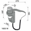 Asciugacapelli murale 1600 Watts Nero/Cromo dimensioni