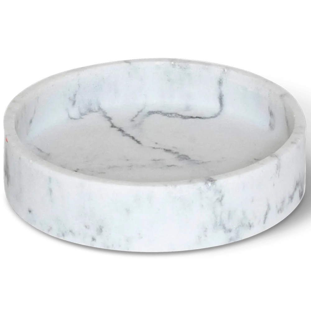 Amenity tray round white marble look: Ibu