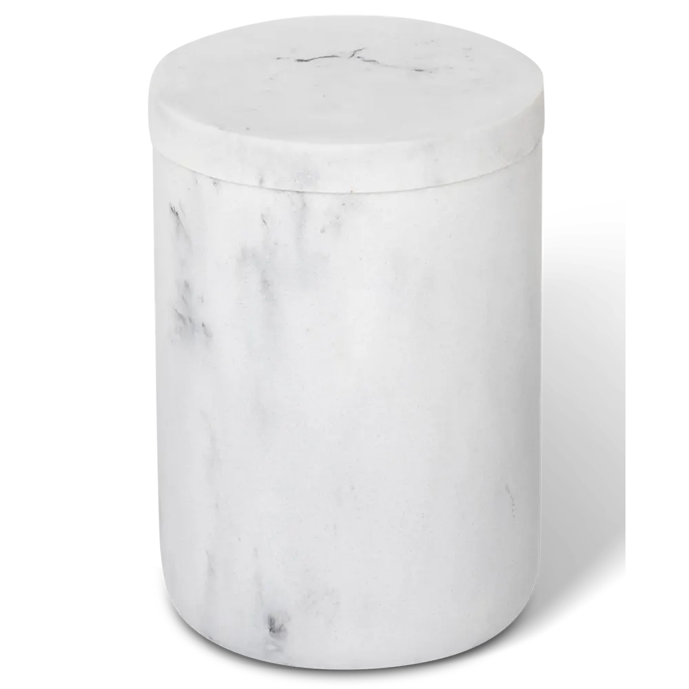 Amenity jar with lid white marble look