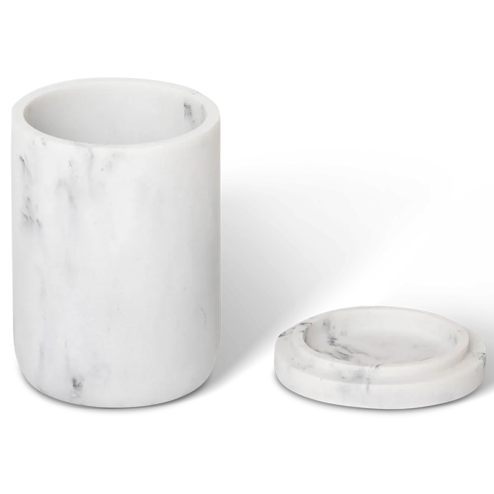 Amenity jar with lid white marble look