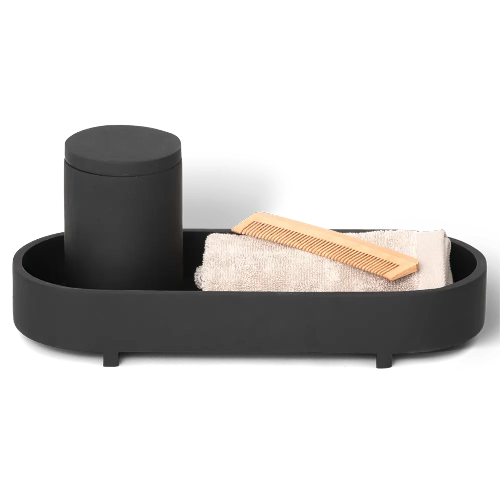 Vassoio portaoggetti design arrotondato per hotel colore nero