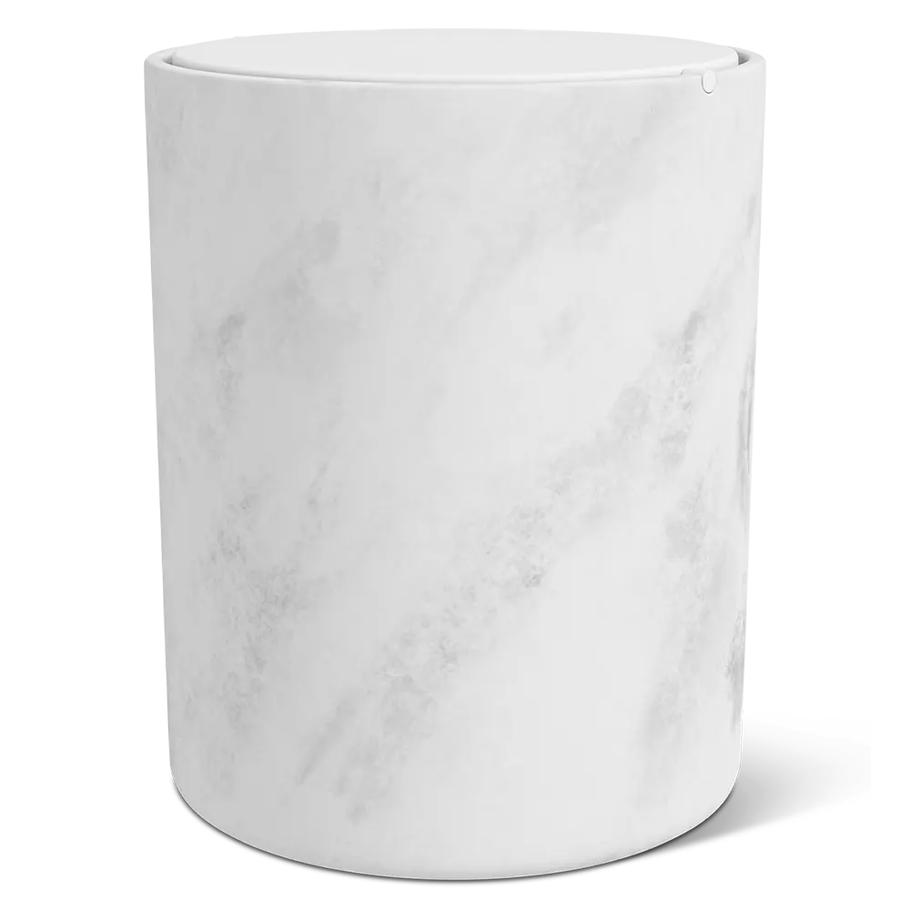 Cestino con coperchio girevole per bagno: Sano color marmo bianco