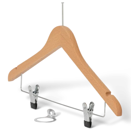 Appendiabiti con sistema antifurto e clip legno naturale