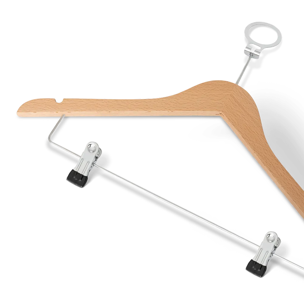 Appendiabiti in legno con sistema antifurto e clip per hotel