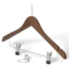 Appendiabiti in legno color noce con sistema antifurto e clip per hotel