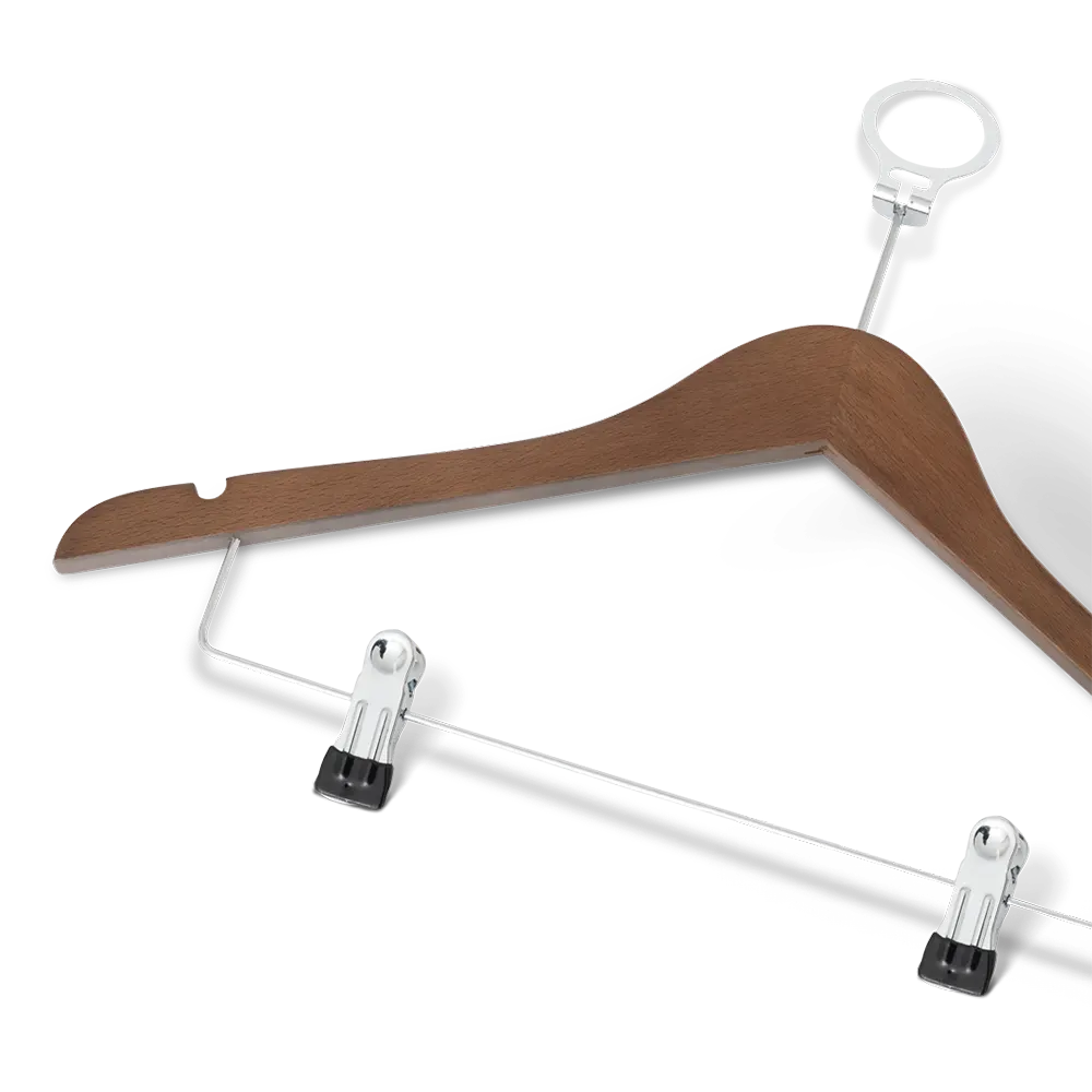 Appendiabiti con sistema antifurto e clip color noce