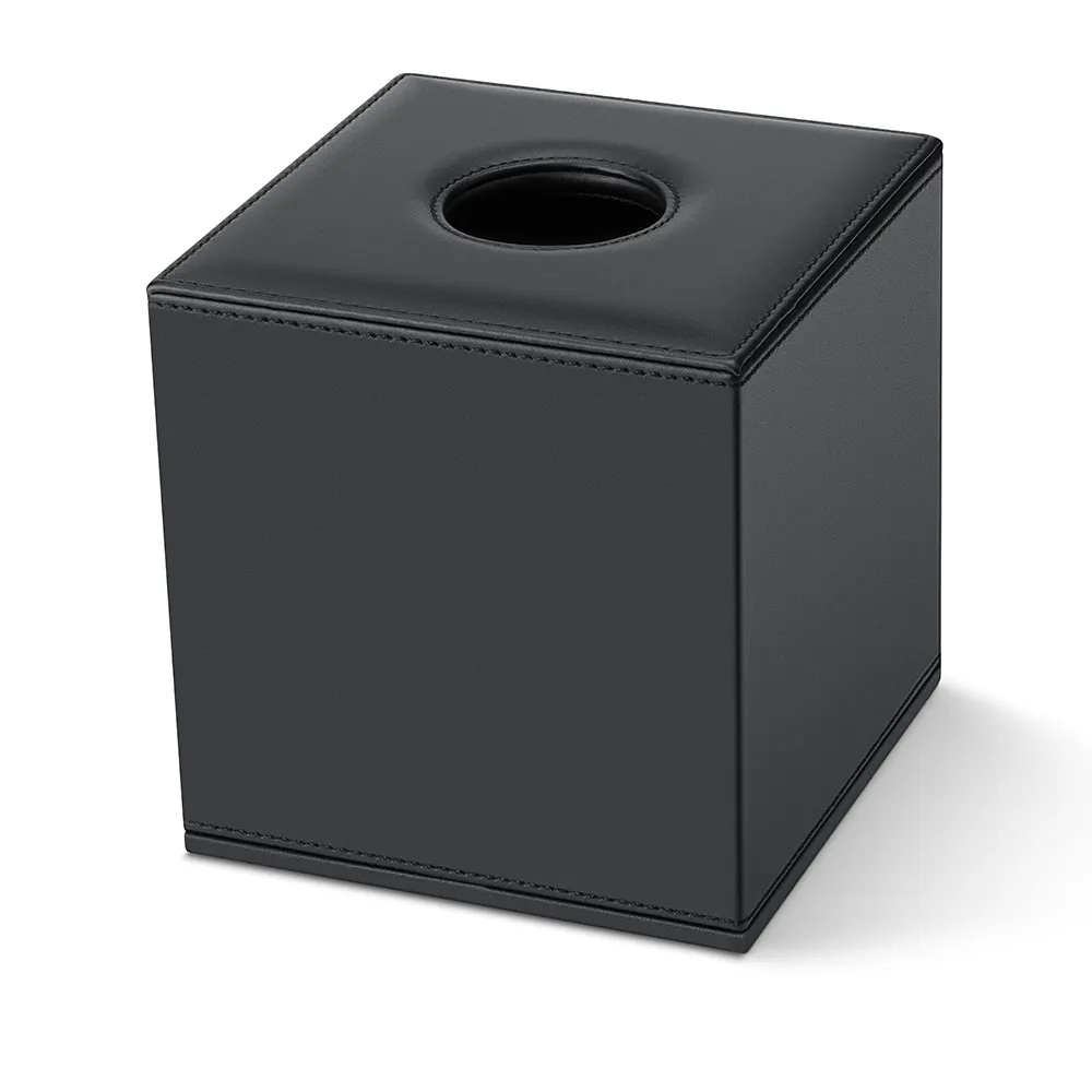 Leather square tissue box for hotel black