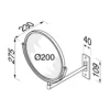 Black Round Make-up mirror 1 arm for hotel
