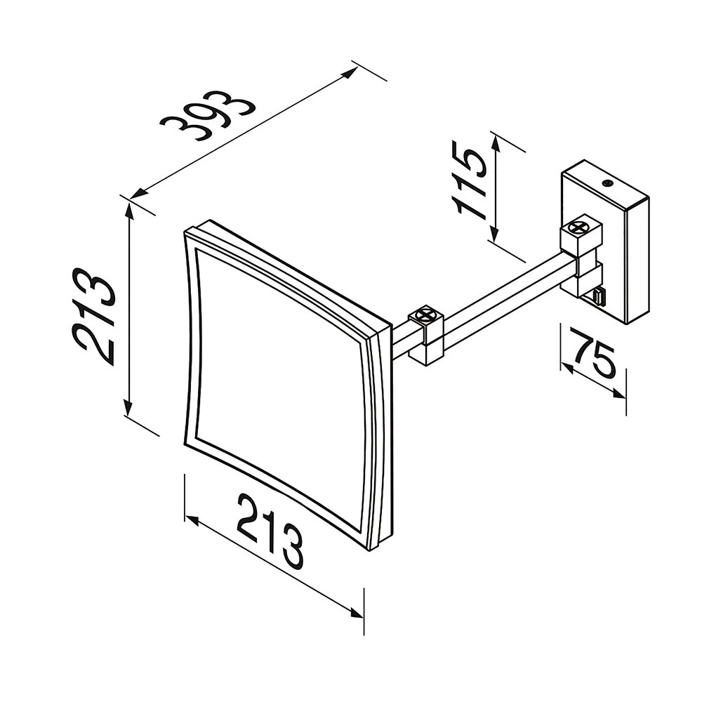 Cosmetic mirror LED 5X Square for hotel tech