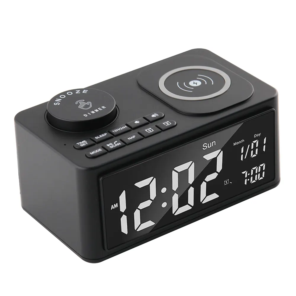 H7-5 Sveglia Bluetooth per hotel con ricarica Qi โ Hospistyle H7 | USB-C, radio FM colore nero