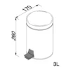 91634 3L freestanding pedal bin – dimensions 170×228×260 mm