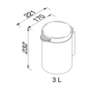 Dimensions 170&times;221&times;232 mm &ndash; 3L wall-mounted waste bin for hotels
