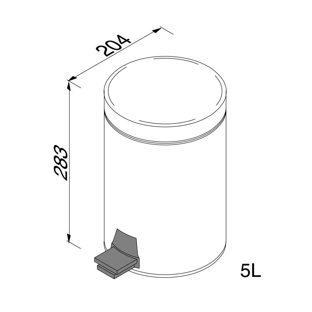 Pedal bin 91635 &ndash; dimensions and size reference