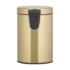 91634-07 3L freestanding pedal bin for hotels – Brushed Gold front view