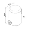 Dimensioni &Oslash;203 mm H277 mm &ndash; cestino a pedale 5L per hotel