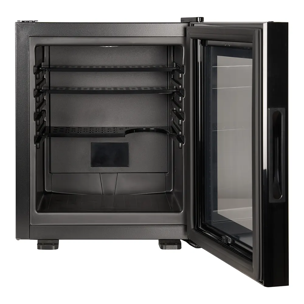 ETON minibar 20L – porta in vetro aperta, interno nero visibile