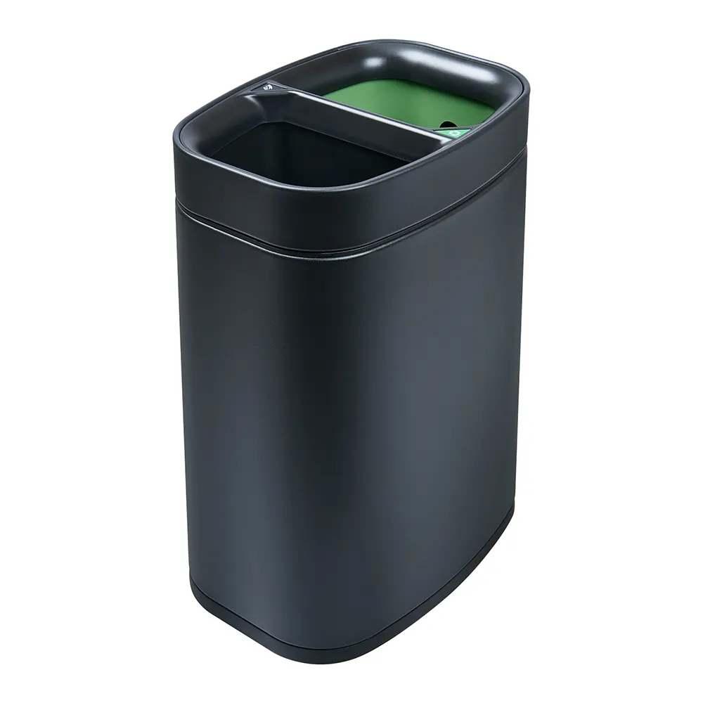 eb6ede_77f53995b004408d8c908471f89a8feb~mv2 NEWPORT 12L dual recycling bin for hotel rooms – black finish
