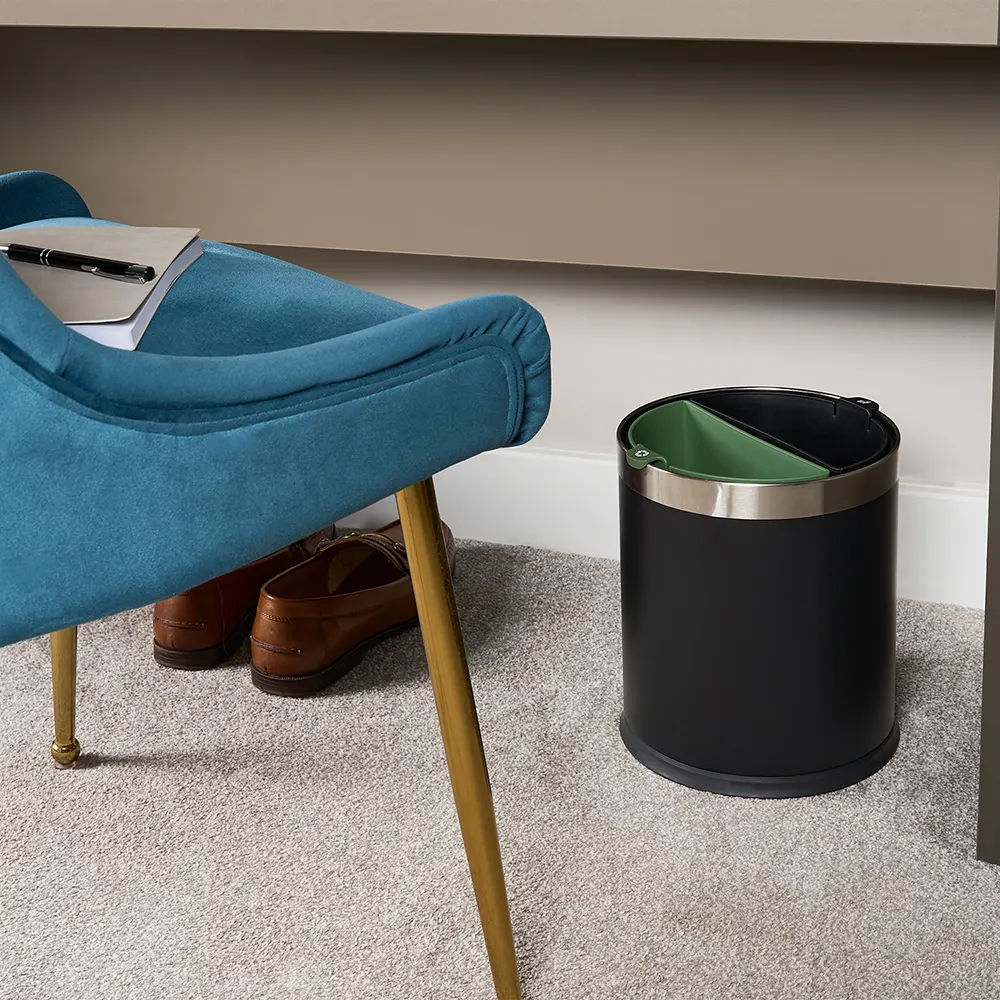 THORNTON 9L double layer hotel bin &ndash; black lifestyle photo in guestroom